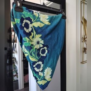 Free People Floral Blue and Green Backless Bandeau Tubetop Medium